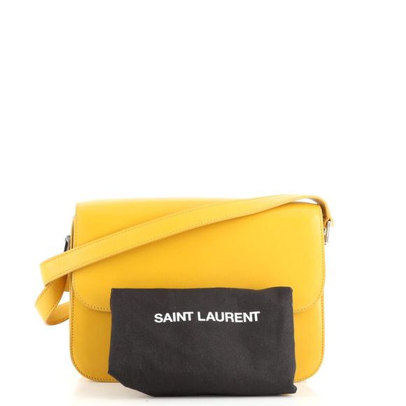 Saint Laurent Fermoir Flap Satchel Bag Leather Yellow - Picture 2 of 7